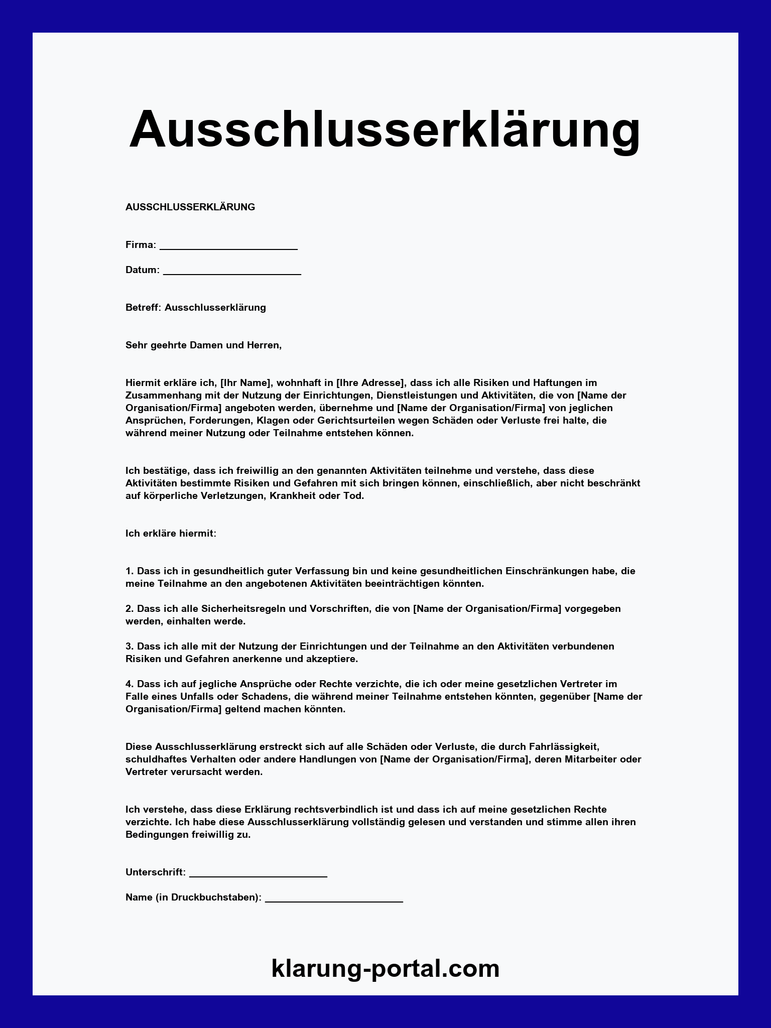 Ausschlusserklärung