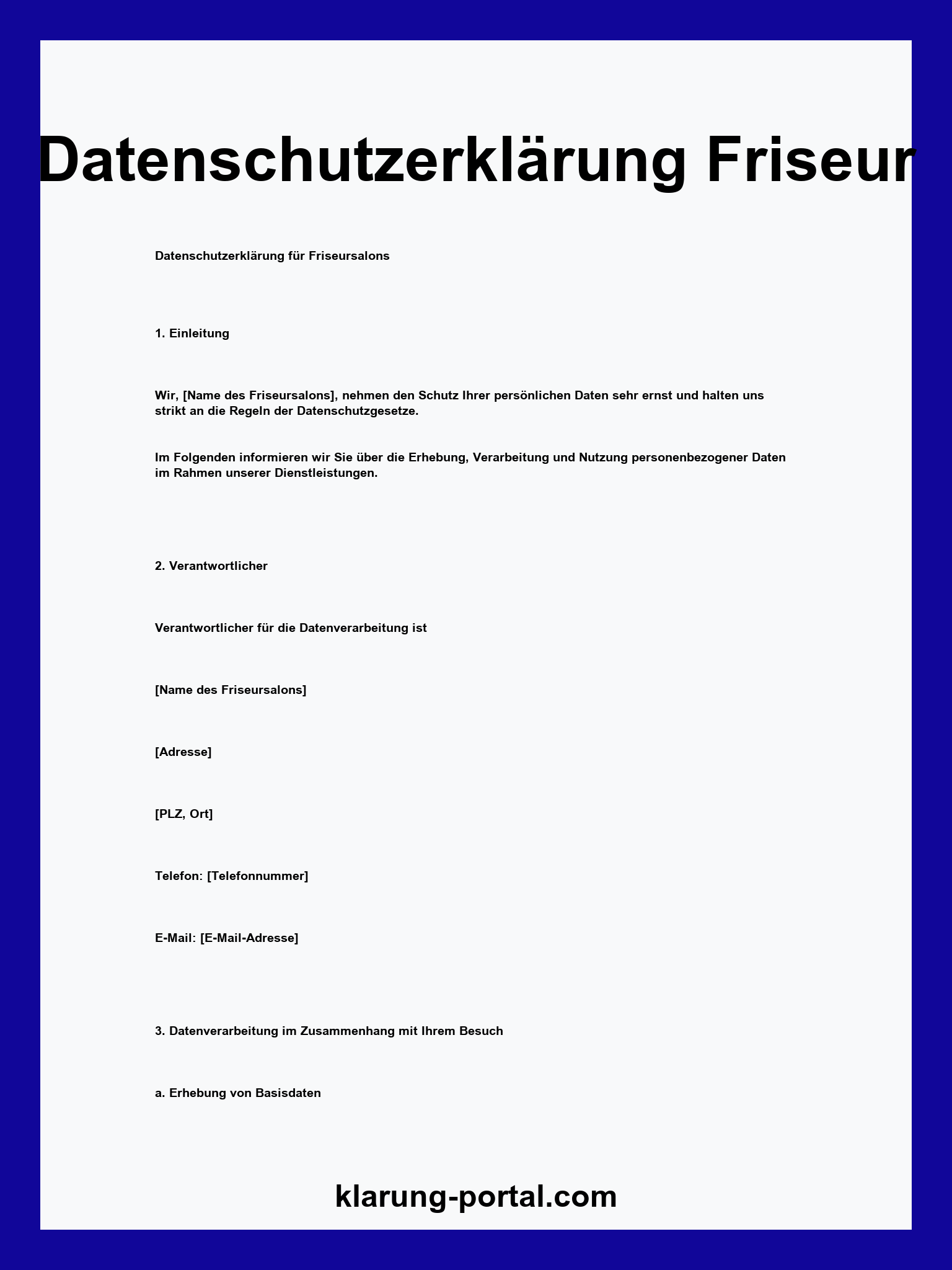 Datenschutzerklärung Friseur Vorlage