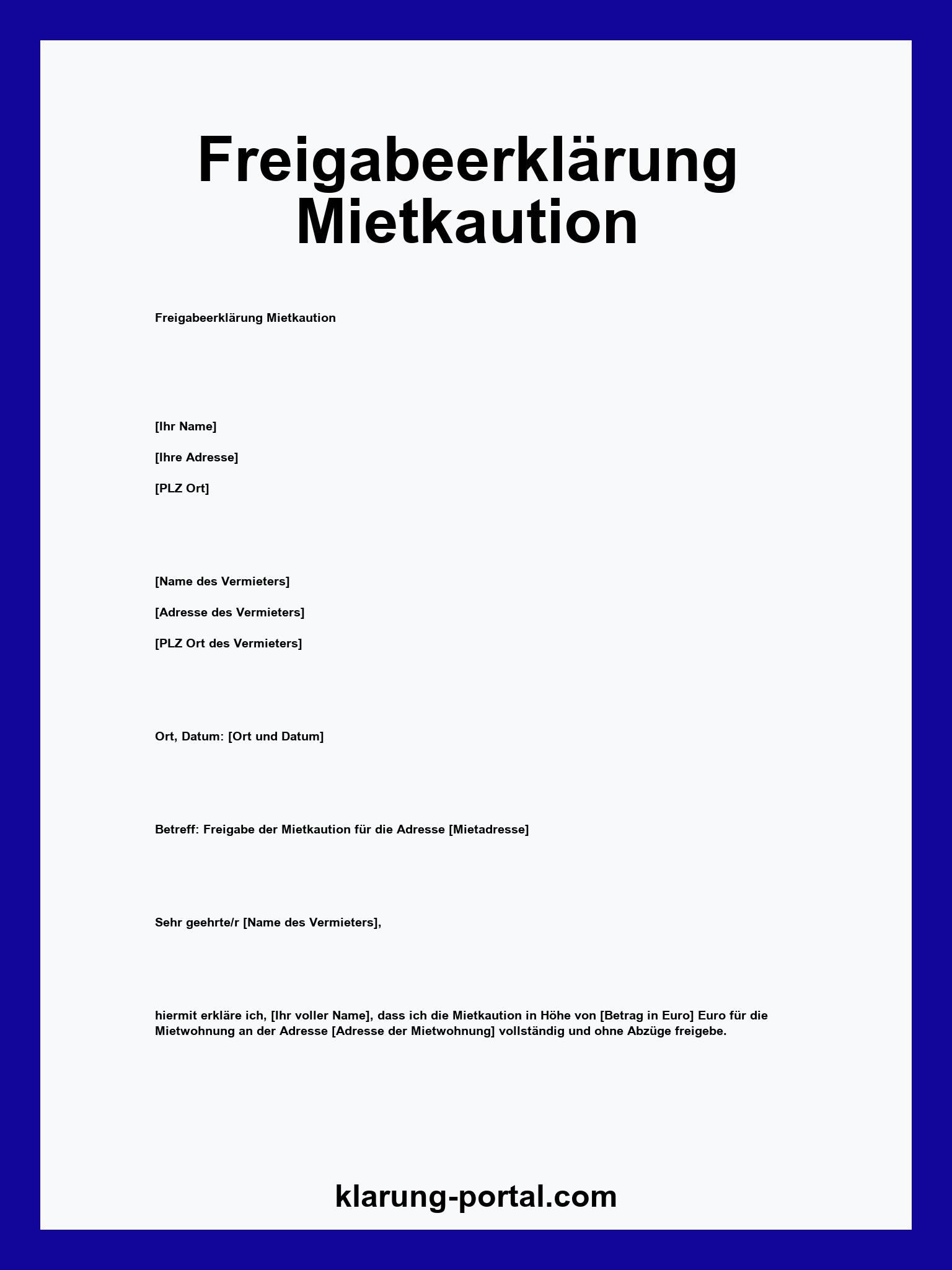 Freigabeerklärung Mietkaution PDF