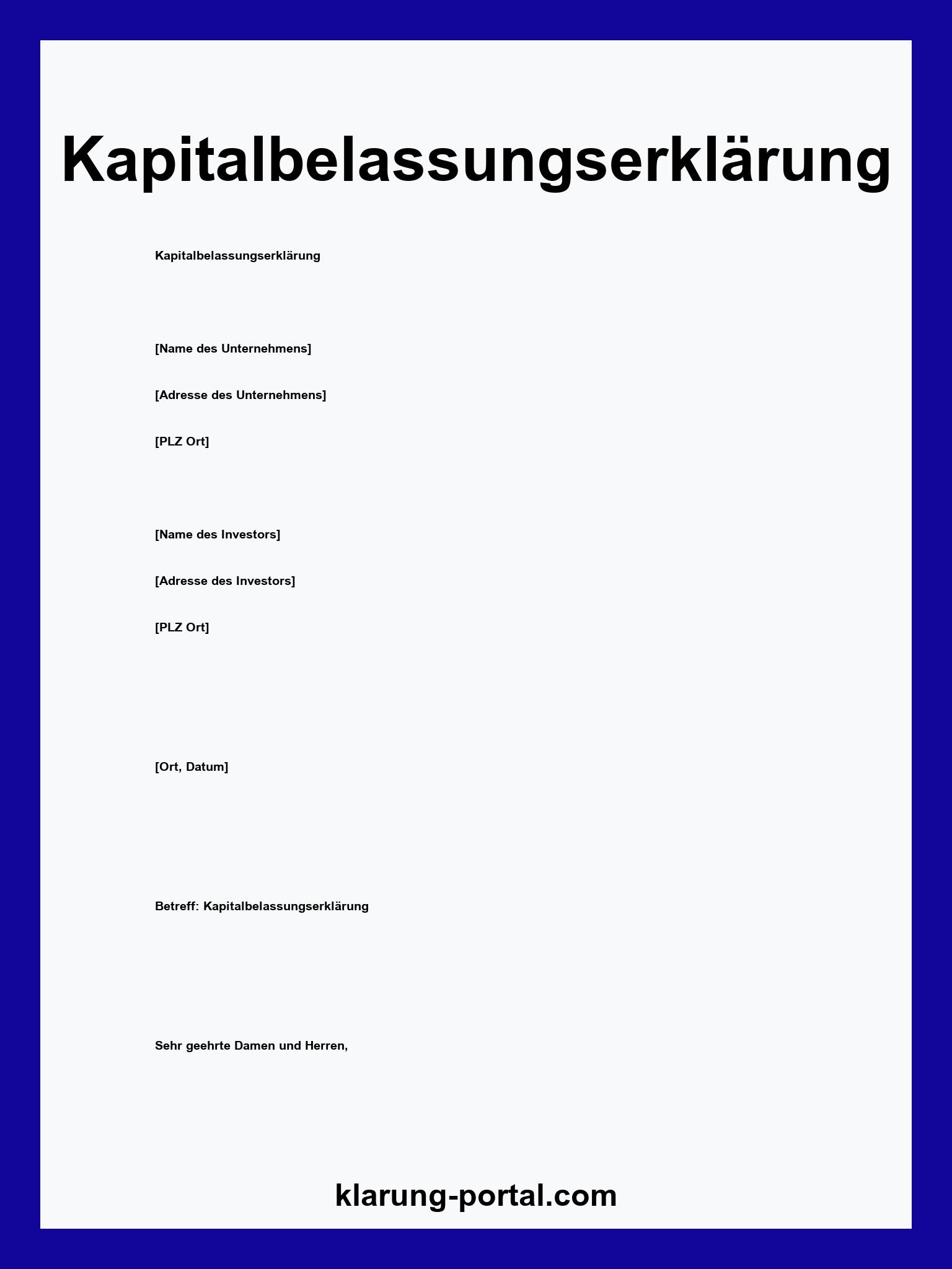 Kapitalbelassungserklärung