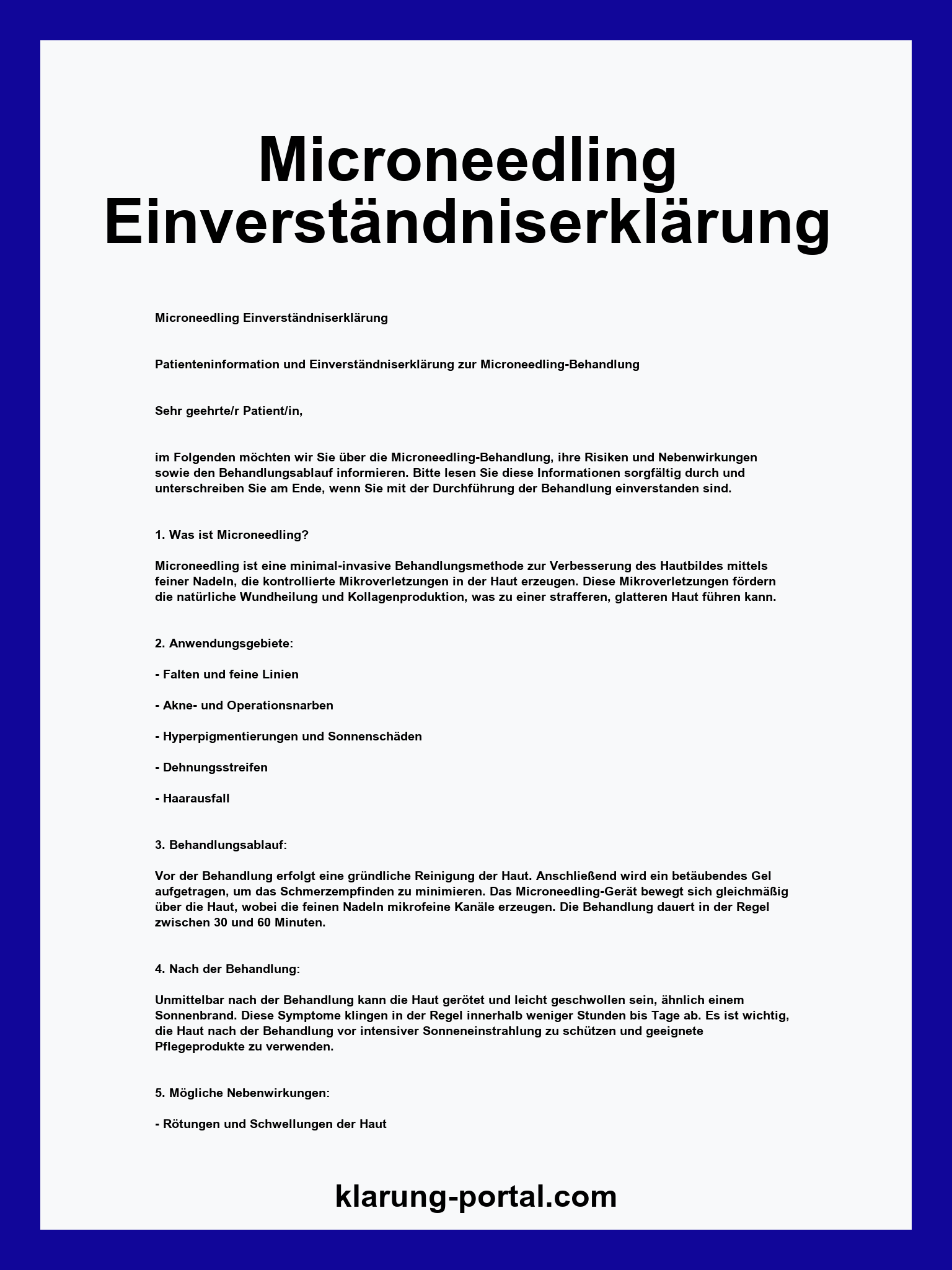 Microneedling Einverständniserklärung