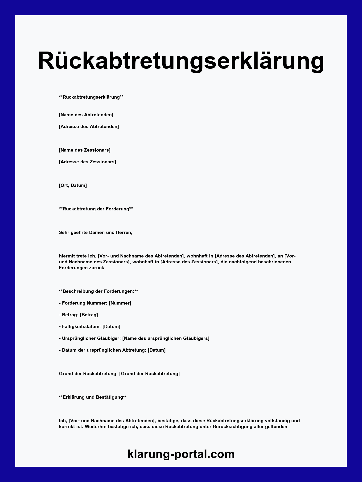 Rückabtretungserklärung